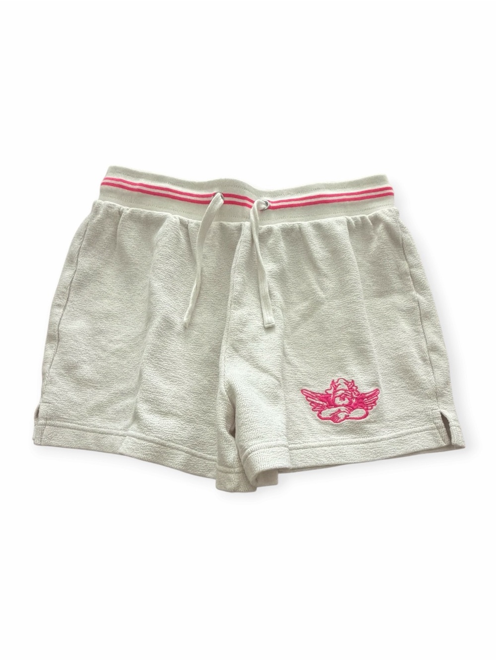 Boys Lie Pink Cherub University Terry Shorts Cream Size Small